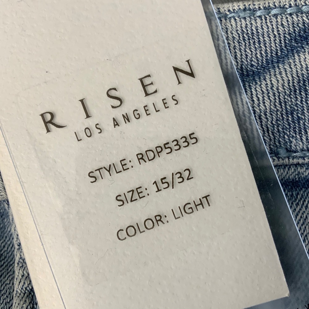 Risen Jeans Los Angeles High Rise Distressed Straight Leg Light Wash 15/32 - Picture 8 of 10